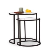 Beistelltisch-Set 10024573_0, 42/50,5cm (H), 50/40cmx50/40cm (BxT), rund, transparent / schwarz