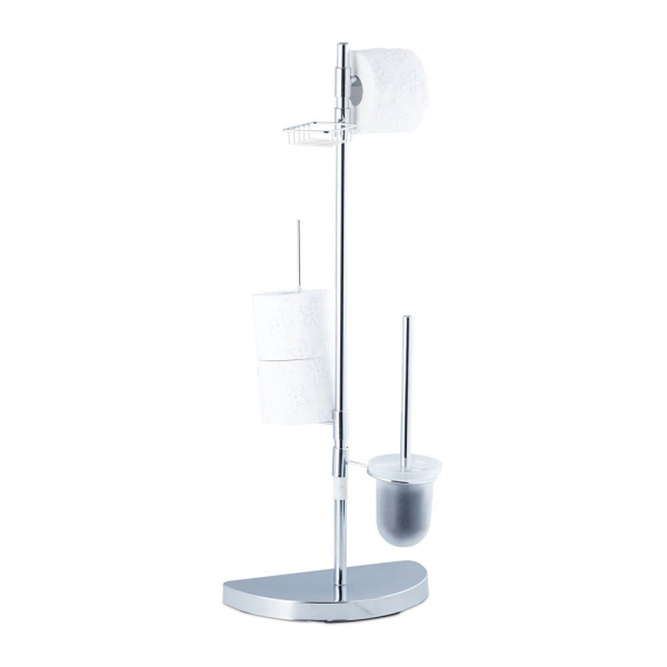 4052025246556 - Relaxdays - WC-Garnitur universal Rollenhalter WC-Bürste mit Behälter Ablage 360° drehbare Elemente 86 cm hoch chrom 4052025246556 - Relaxdays - WC-Garnitur universal Rollenhalter WC-Bürste mit Behälter Ablage 360° drehbare Elemente 86 cm hoch chrom