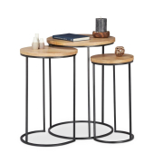 Beistelltisch-Set 10024710_0, 56/52/48cm (H), 41/33/25cmx41/33/25cm (BxT), rund, braun / schwarz