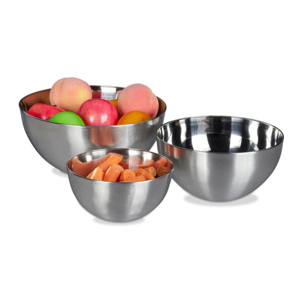 4052025247324 - Rührschüssel Set 3-teilig spülmaschinenfest Salatschüssel Edelstahl verschiedene Größen stapelbar silber - Relaxdays 4052025247324 - Rührschüssel Set 3-teilig spülmaschinenfest Salatschüssel Edelstahl verschiedene Größen stapelbar silber - Relaxdays