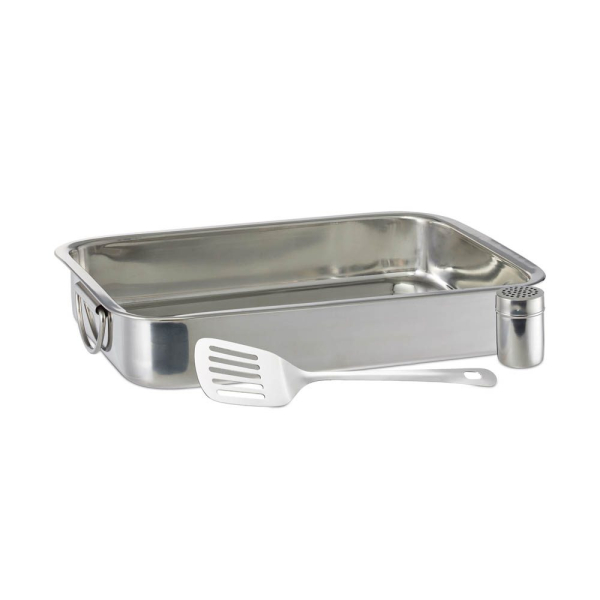 4052025247355 - Auflaufform 3-teiliges Set aus Edelstahl Bräter mit Pfannenwender und Käsestreuer HxBxT 7x38x27 cm silber - Relaxdays 4052025247355 - Auflaufform 3-teiliges Set aus Edelstahl Bräter mit Pfannenwender und Käsestreuer HxBxT 7x38x27 cm silber - Relaxdays