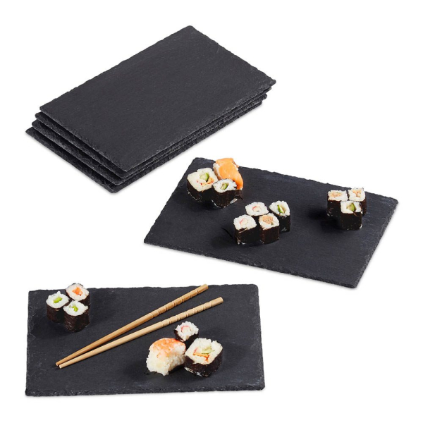 4052025263102 - Relaxdays - Schieferplatte im 6er Set große Servierplatten aus Schiefer zum Servieren & Beschriften 30x20 cm anthrazit 4052025263102 - Relaxdays - Schieferplatte im 6er Set große Servierplatten aus Schiefer zum Servieren & Beschriften 30x20 cm anthrazit