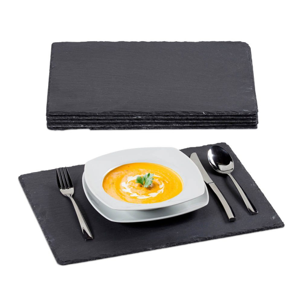 4052025263119 - Schieferplatte im 6er Set große Servierplatten aus Schiefer zum Servieren & Beschriften 30x40 cm anthrazit - Relaxdays 4052025263119 - Schieferplatte im 6er Set große Servierplatten aus Schiefer zum Servieren & Beschriften 30x40 cm anthrazit - Relaxdays