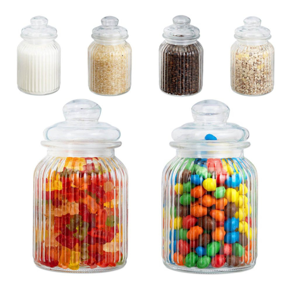 4052025277185 - Vorratsgläser 6er Set 1000 ml Deckel für Lebensmittel in Küche Hochzeit Candy Bar Zubehör luftdicht klar - Relaxdays 4052025277185 - Vorratsgläser 6er Set 1000 ml Deckel für Lebensmittel in Küche Hochzeit Candy Bar Zubehör luftdicht klar - Relaxdays