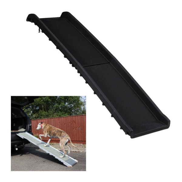 4052025280710 - Hunderampe Auto klappbar rutschfest Einstiegshilfe für Kofferraum bis 90 kg Kunststoff 156x40cm schwarz - Relaxdays 4052025280710 - Hunderampe Auto klappbar rutschfest Einstiegshilfe für Kofferraum bis 90 kg Kunststoff 156x40cm schwarz - Relaxdays
