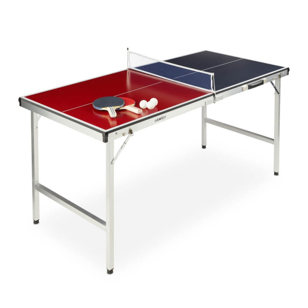 4052025289195 - Relaxdays - Klappbare Tischtennisplatte tragbar Netz 2 Schläger 3 Bälle Alu mdf hbt 675 x 151 x 675 cm blau rot 4052025289195 - Relaxdays - Klappbare Tischtennisplatte tragbar Netz 2 Schläger 3 Bälle Alu mdf hbt 675 x 151 x 675 cm blau rot