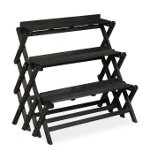 Blumentreppe Holz 90,0 x 55,0 x 85,5 cm schwarz