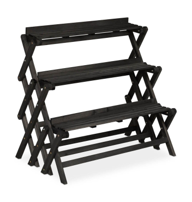 Blumentreppe Holz 90,0 x 55,0 x 85,5 cm schwarz