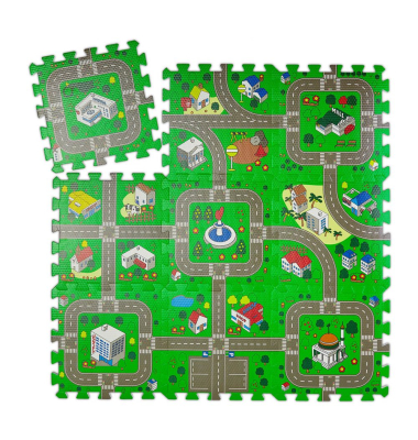 Puzzlematte Straße grün/bunt 31,0 x 31,0 cm