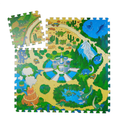Puzzlematte Dinosaurier grün/bunt 31,0 x 31,0 cm