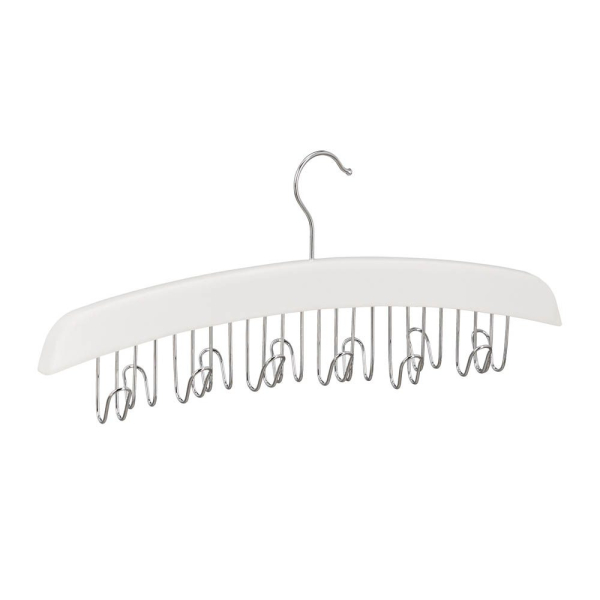 4052025325886 - Gürtelhalter Kleiderschrank Haken für 12 Gürtel 360° drehbarer Haken Lotusholz 175x43x55 cm weiß silber - Relaxdays 4052025325886 - Gürtelhalter Kleiderschrank Haken für 12 Gürtel 360° drehbarer Haken Lotusholz 175x43x55 cm weiß silber - Relaxdays