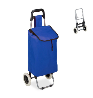 Einkaufstrolley 10029467_193, max. BeLiterastbarkeit bis ca. 10kg # Schloss, außen 910x400x300mm, Stahl, Stoff blau