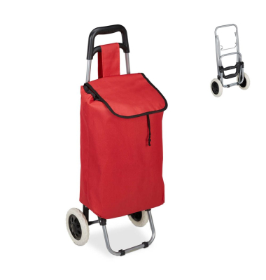 Einkaufstrolley 10029467_47, max. BeLiterastbarkeit bis ca. 10kg # Schloss, außen 910x400x300mm, Stahl, Stoff rot