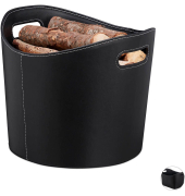 Kunstleder L Kaminholzkorb 17,0 l schwarz 39,5 x 38,0 x 31,5 cm