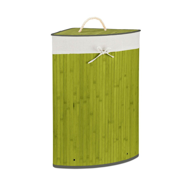 4052025918408 - Eckwäschekorb Bambus faltbare Wäschebox 60 l platzsparend Wäschesack Baumwolle hbt 65 x 495 x 37 cm grün - Relaxdays 4052025918408 - Eckwäschekorb Bambus faltbare Wäschebox 60 l platzsparend Wäschesack Baumwolle hbt 65 x 495 x 37 cm grün - Relaxdays