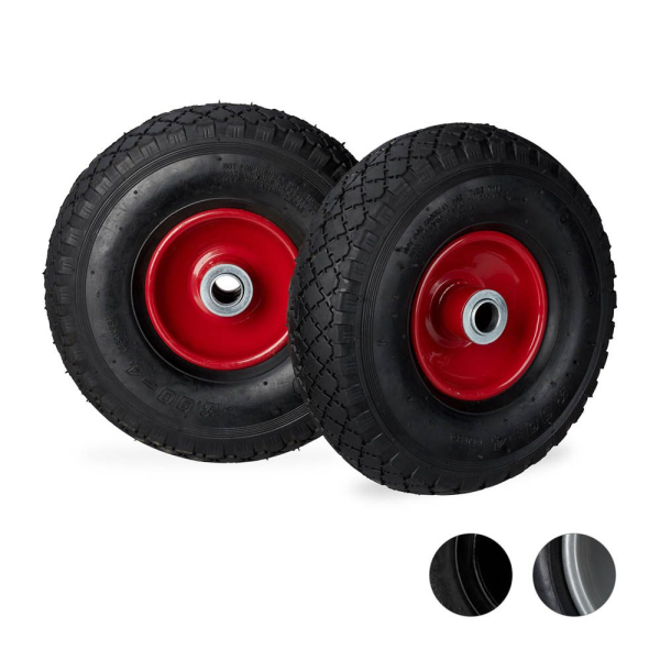4052025932602 - Sackkarrenrad 300-4 2er Set luftbereift bis 100 kg 260 x 85 mm Ersatzrad mit Stahlfelge schwarz-rot - Relaxdays 4052025932602 - Sackkarrenrad 300-4 2er Set luftbereift bis 100 kg 260 x 85 mm Ersatzrad mit Stahlfelge schwarz-rot - Relaxdays