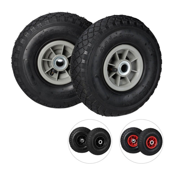 4052025932619 - Sackkarrenrad 300-4 2er Set Ersatzreifen luftbereift bis 80 kg Kunststofffelge 260x85 mm schwarz-grau - Relaxdays 4052025932619 - Sackkarrenrad 300-4 2er Set Ersatzreifen luftbereift bis 80 kg Kunststofffelge 260x85 mm schwarz-grau - Relaxdays