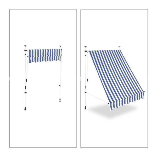 4052025934187 - relaxdays Klemmmarkise blau weiß 1500 x 1200 cm
