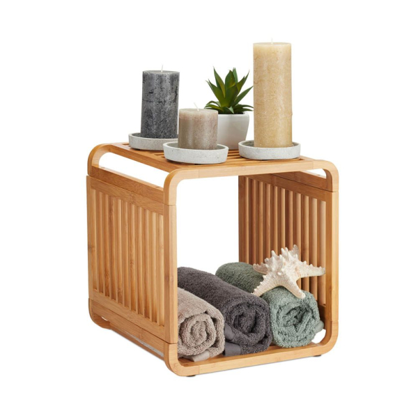 4052025944209 - Bambus Regal abgerundetes Standregal schmales Badregal mit 2 Ablagen quadratisch hbt 33x33x33 cm natur - Relaxdays 4052025944209 - Bambus Regal abgerundetes Standregal schmales Badregal mit 2 Ablagen quadratisch hbt 33x33x33 cm natur - Relaxdays