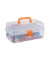 Aufbewahrungsbox 10024158_57 mit Deckel, außen 390x330x170mm, Kunststoff transparent/orange