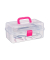 Aufbewahrungsbox 10024158_52 mit Deckel, außen 390x330x170mm, Kunststoff transparent/pink