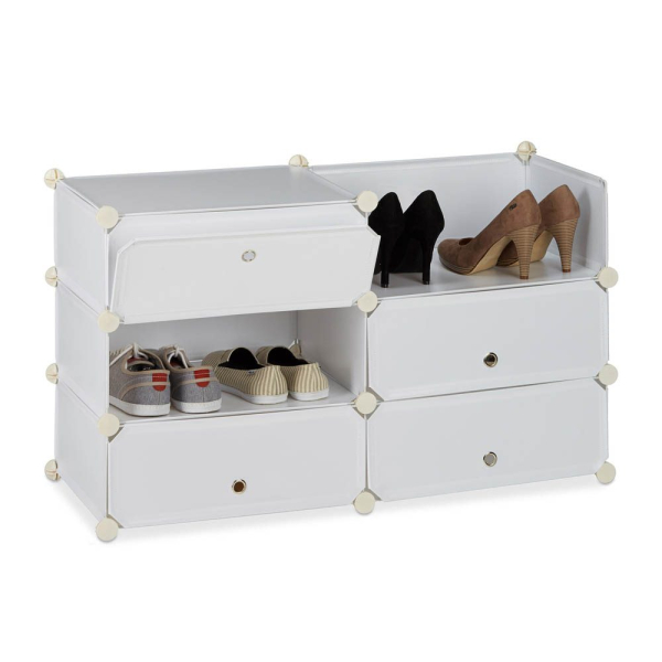 4052025956370 - Schuhschrank Kunststoff Schuhregal geschlossen Regalsystem 6 Fächer h x b x t 107 x 49 x 37 cm weiß - Relaxdays 4052025956370 - Schuhschrank Kunststoff Schuhregal geschlossen Regalsystem 6 Fächer h x b x t 107 x 49 x 37 cm weiß - Relaxdays
