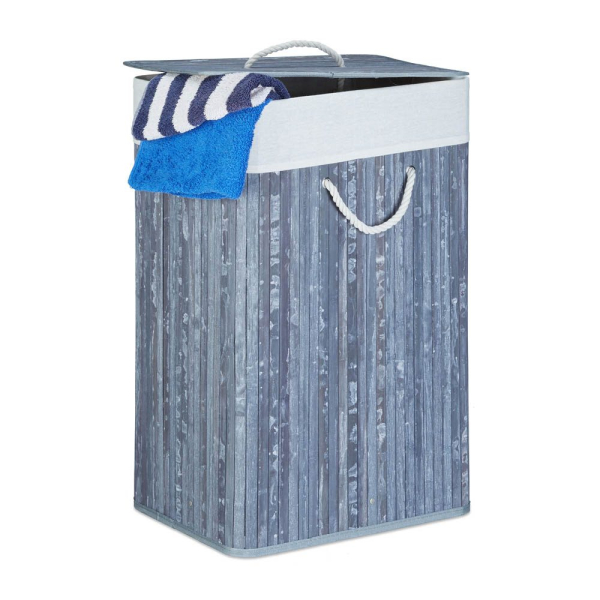 4052025961862 - Relaxdays Wäschekorb Bambus mit Deckel rechteckig XL 83 L faltbarer Wäschesammler HBT 655 x 435 x 335 cm grau 4052025961862 - Relaxdays Wäschekorb Bambus mit Deckel rechteckig XL 83 L faltbarer Wäschesammler HBT 655 x 435 x 335 cm grau