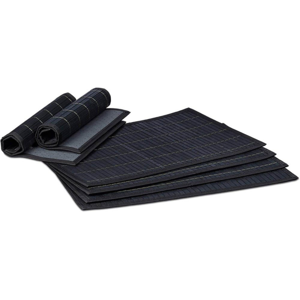 4052025965297 - Tischset 6 teilig Platzdeckchen Bambus rutschhemmende Unterseite 30 x 45 cm 6er Platzset 6 Tischmatten abwischbar schwarz - Relaxdays 4052025965297 - Tischset 6 teilig Platzdeckchen Bambus rutschhemmende Unterseite 30 x 45 cm 6er Platzset 6 Tischmatten abwischbar schwarz - Relaxdays