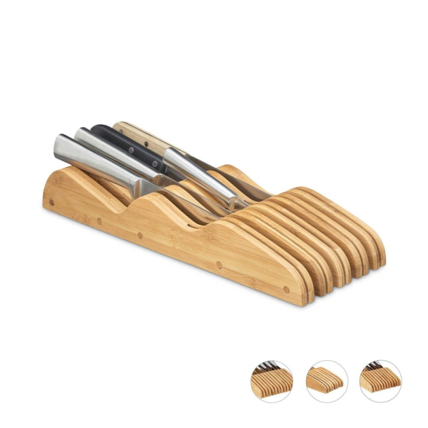 4052025984731 - Messerblock Schublade ohne Messer liegend Bambus für 9 Messer hbt 5x12x40 cm Schubladeneinsatz natur - Relaxdays 4052025984731 - Messerblock Schublade ohne Messer liegend Bambus für 9 Messer hbt 5x12x40 cm Schubladeneinsatz natur - Relaxdays