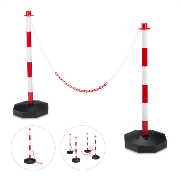 4052025991364 - 2 relaxdays Absperrpfosten weiß rot 4052025991364 - 2 relaxdays Absperrpfosten weiß rot