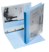 Präsentationsringbuch 9330-00788, A4 4 Ringe Kunststoff, 1 Außentasche, 1 Innentasche, blau-transparent
