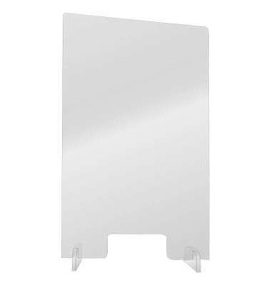 Spuckschutz transparent 60x100cm Acrylglas mit Durchreiche mittig Aufsteller