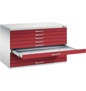 7100 Planschrank rot/grau 10 Schubladen