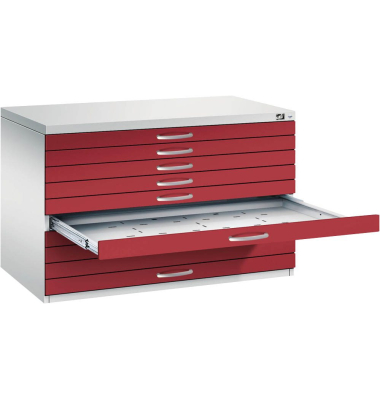7100 Planschrank rot/grau 10 Schubladen