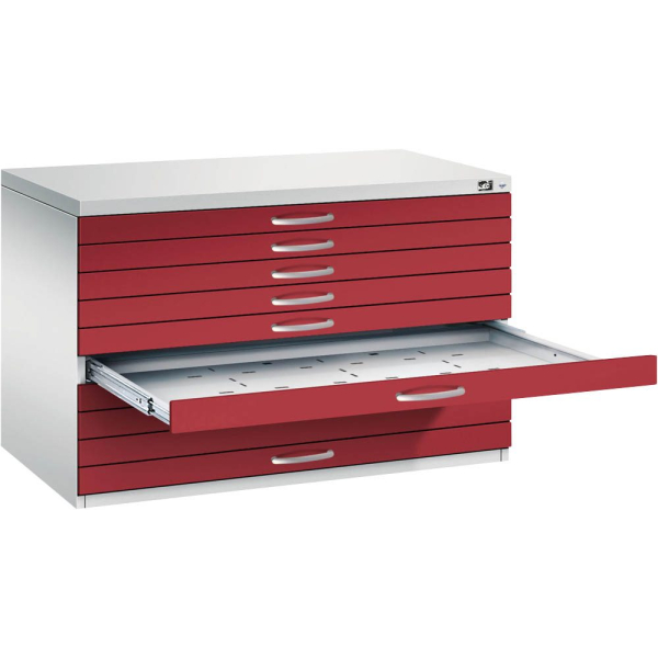 4067521473702 - Zeichnungsschrank DIN A1 10 Schubladen Höhe 760 mm lichtgrau rubinrot C+P 4067521473702 - Zeichnungsschrank DIN A1 10 Schubladen Höhe 760 mm lichtgrau rubinrot C+P