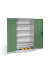 Werkstattschrank 8932-503, Stahl abschließbar, 4 OH, 120 x 195 x 60 cm, grün/lichtgrau