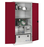 Werkstattschrank 8924-052, Stahl abschließbar, 5 OH, 93 x 195 x 80 cm, rot/lichtgrau