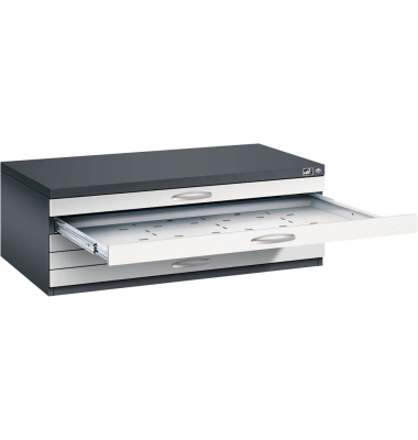 7100 Planschrank grau/schwarz 5 Schubladen