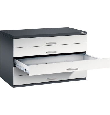 7100 Planschrank grau/schwarz 5 Schubladen