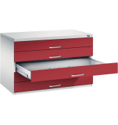 7100 Planschrank rot/grau 5 Schubladen