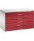 7100 Planschrank rot/grau 5 Schubladen