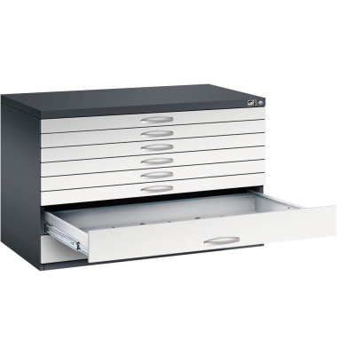 7100 Planschrank grau/schwarz 8 Schubladen