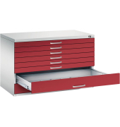 7100 Planschrank rot/grau 8 Schubladen