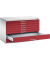 7100 Planschrank rot/grau 8 Schubladen
