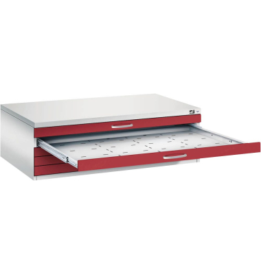7200 Planschrank rot/grau 5 Schubladen