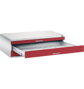 7200 Planschrank rot/grau 3 Schubladen