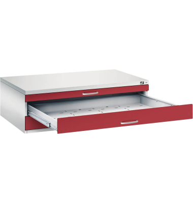 7200 Planschrank rot/grau 3 Schubladen