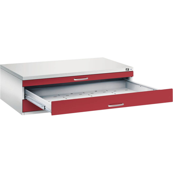 4068192049531 - Zeichnungsschrank DIN A0 3 Schubladen Höhe 420 mm lichtgrau rubinrot C+P 4068192049531 - Zeichnungsschrank DIN A0 3 Schubladen Höhe 420 mm lichtgrau rubinrot C+P