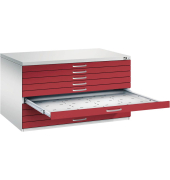7200 Planschrank rot/grau 10 Schubladen