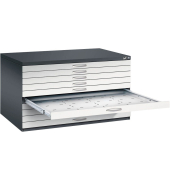 7200 Planschrank grau/schwarz 10 Schubladen